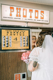 Vegas elopement photographer brazen honey films captures couple downtown vegas at sure thing chapel