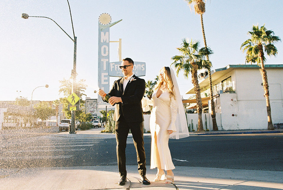 Las Vegas elopement film photographer brazen honey films captures timeless elopement at the sure thing chapel.
