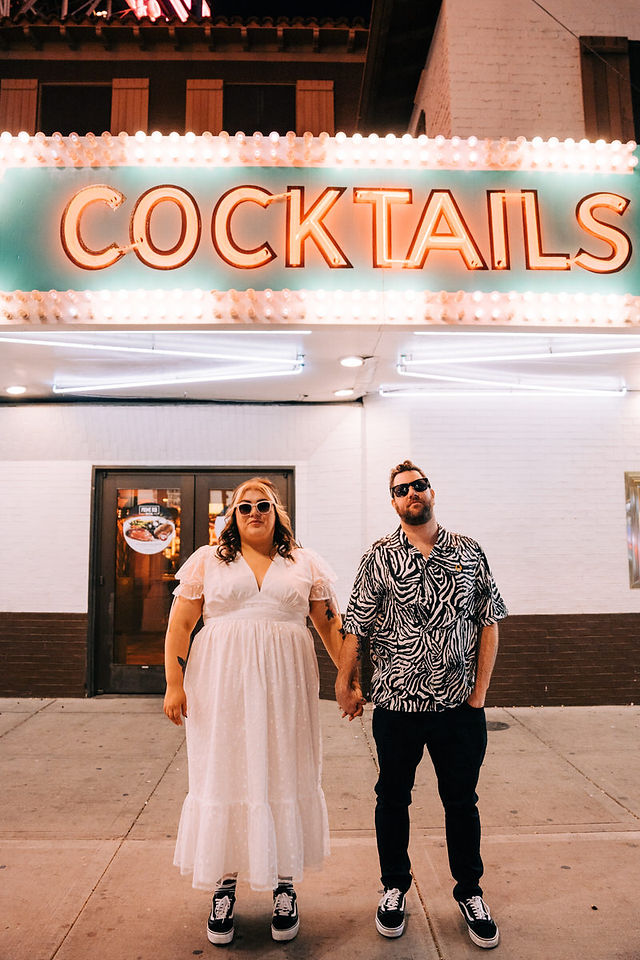 Vegas elopement photographer brazen honey films captures couple downtown vegas at sure thing chapel