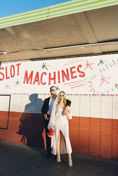 Las Vegas elopement film photographer brazen honey films captures timeless elopement at the sure thing chapel.