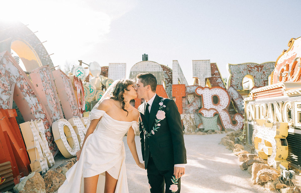 Las Vegas wedding photographer brazen honey films captures an epic elopement at the Neon Museum.