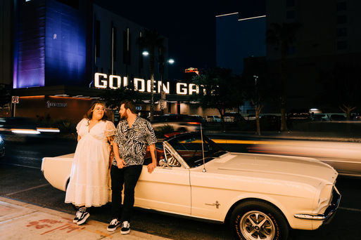 Vegas elopement photographer brazen honey films captures couple downtown vegas at sure thing chapel