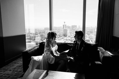 Las Vegas wedding photographer brazen honey films captures an epic elopement at the sure thing chapel.