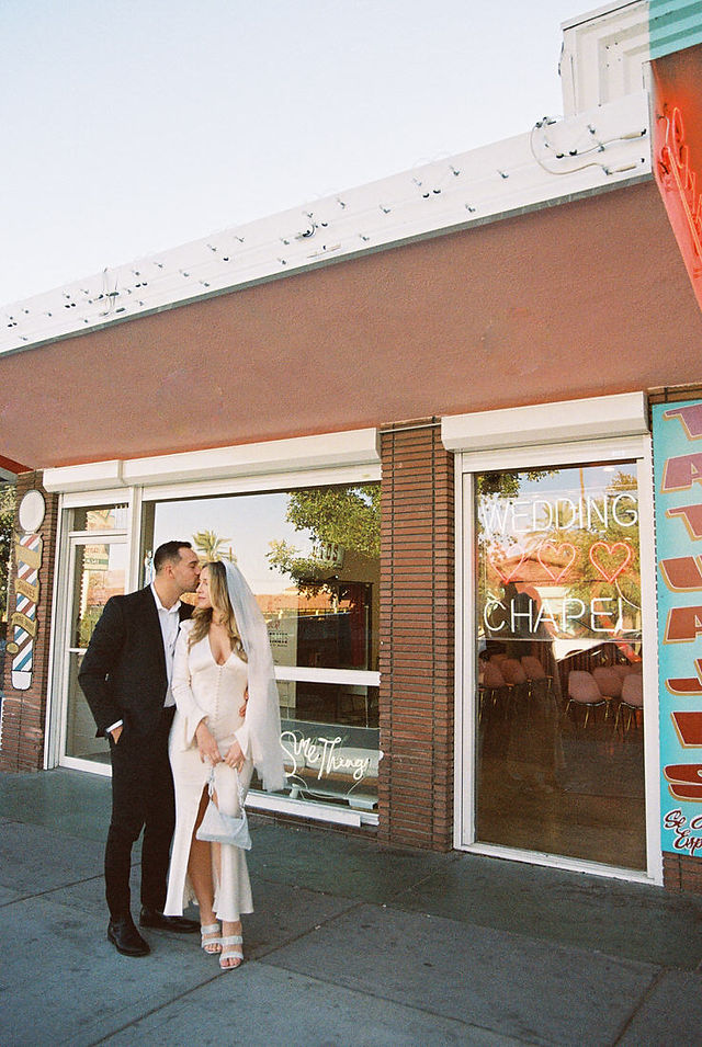 Las Vegas elopement film photographer brazen honey films captures timeless elopement at the sure thing chapel.