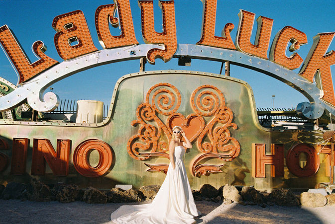 Our Las Vegas elopement was truly one for the books! From stunning 35mm film photos captured by @brazenhoneyfilms, romantic nuptials at the iconic Little White Wedding Chapel and a stunning neon museum backdrop, to our videographer shooting in the stunning Nevada desert.. we couldn't have asked for a better day!