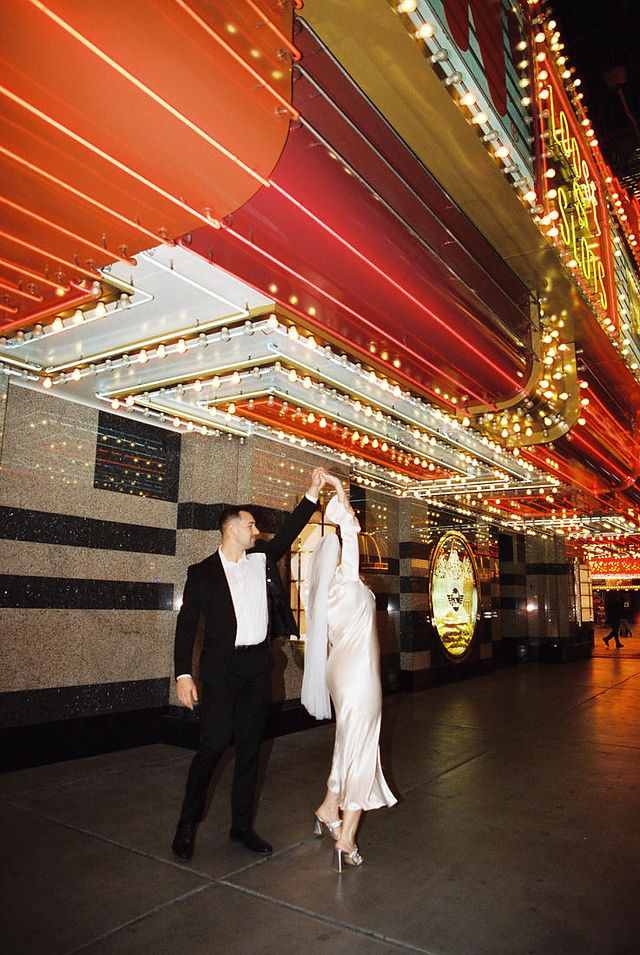 Las Vegas elopement film photographer brazen honey films captures timeless elopement at the sure thing chapel.
