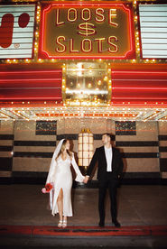 Las Vegas elopement film photographer brazen honey films captures timeless elopement at the sure thing chapel.