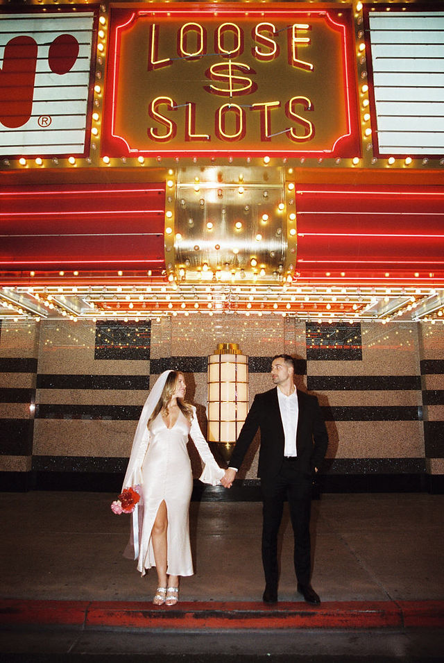Las Vegas elopement film photographer brazen honey films captures timeless elopement at the sure thing chapel.
