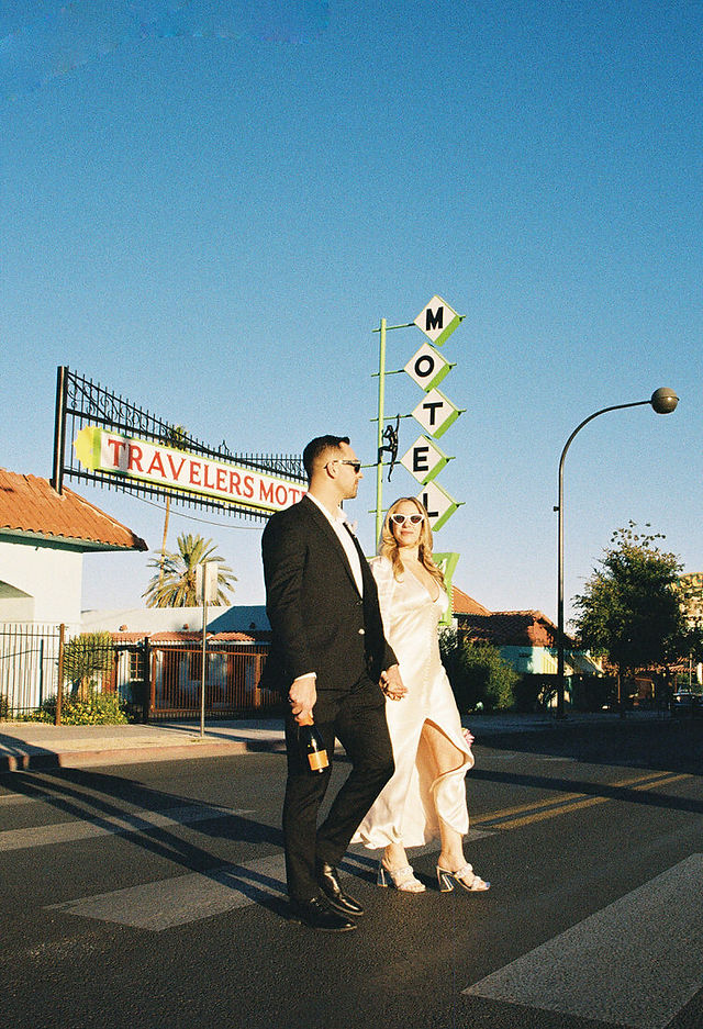 Las Vegas elopement film photographer brazen honey films captures timeless elopement at the sure thing chapel.