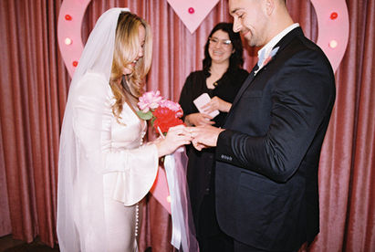 Las Vegas elopement film photographer brazen honey films captures timeless elopement at the sure thing chapel.