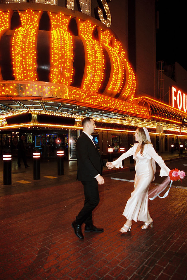 Las Vegas elopement film photographer brazen honey films captures timeless elopement at the sure thing chapel.