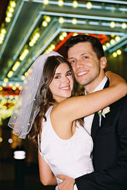 Las Vegas elopement film photographer brazen honey captures vintage inspired elopement at the little white wedding chapel. Wedding photos captured on 35mm film in downtown vegas under the neon lights.