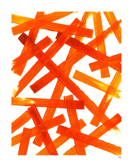 abstract brushstroke painting in gold
