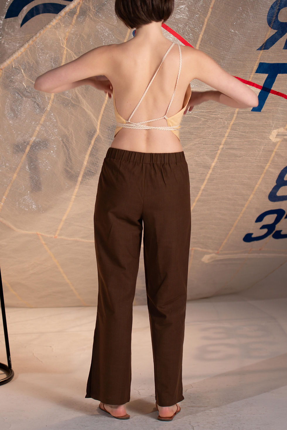 Thumbnail: Relaxed Fit Cotton Trousers with Slits