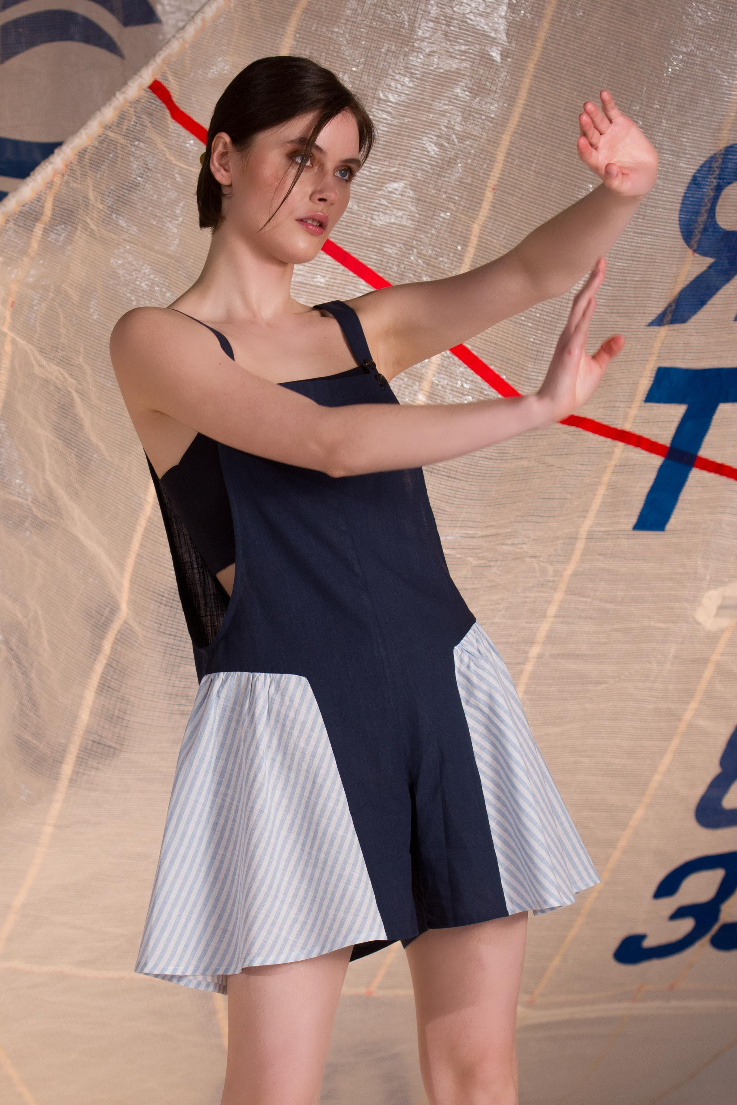 Summer Skirt-Style Cotton Jumpsuit