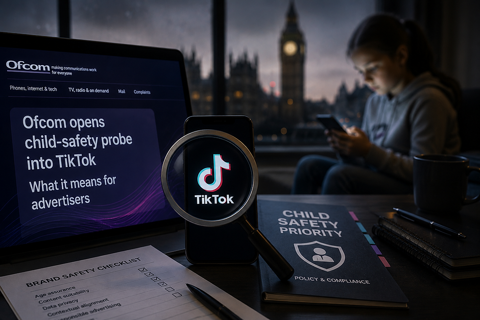 Ofcom opens a child-safety probe into TikTok — what it means for advertisers