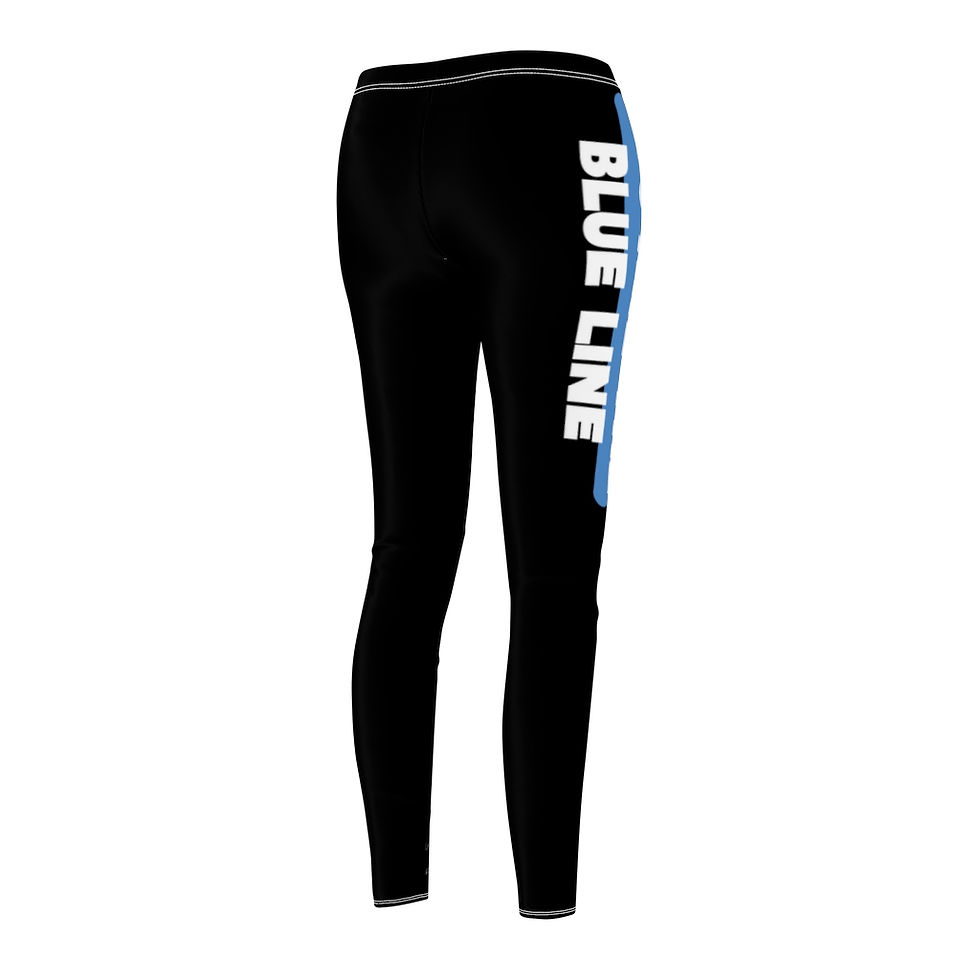 Thumbnail: YOU ARE THE BLUE LINE- Women's Casual Leggings (BLUE STRIPE DOWN LEFT LEG)