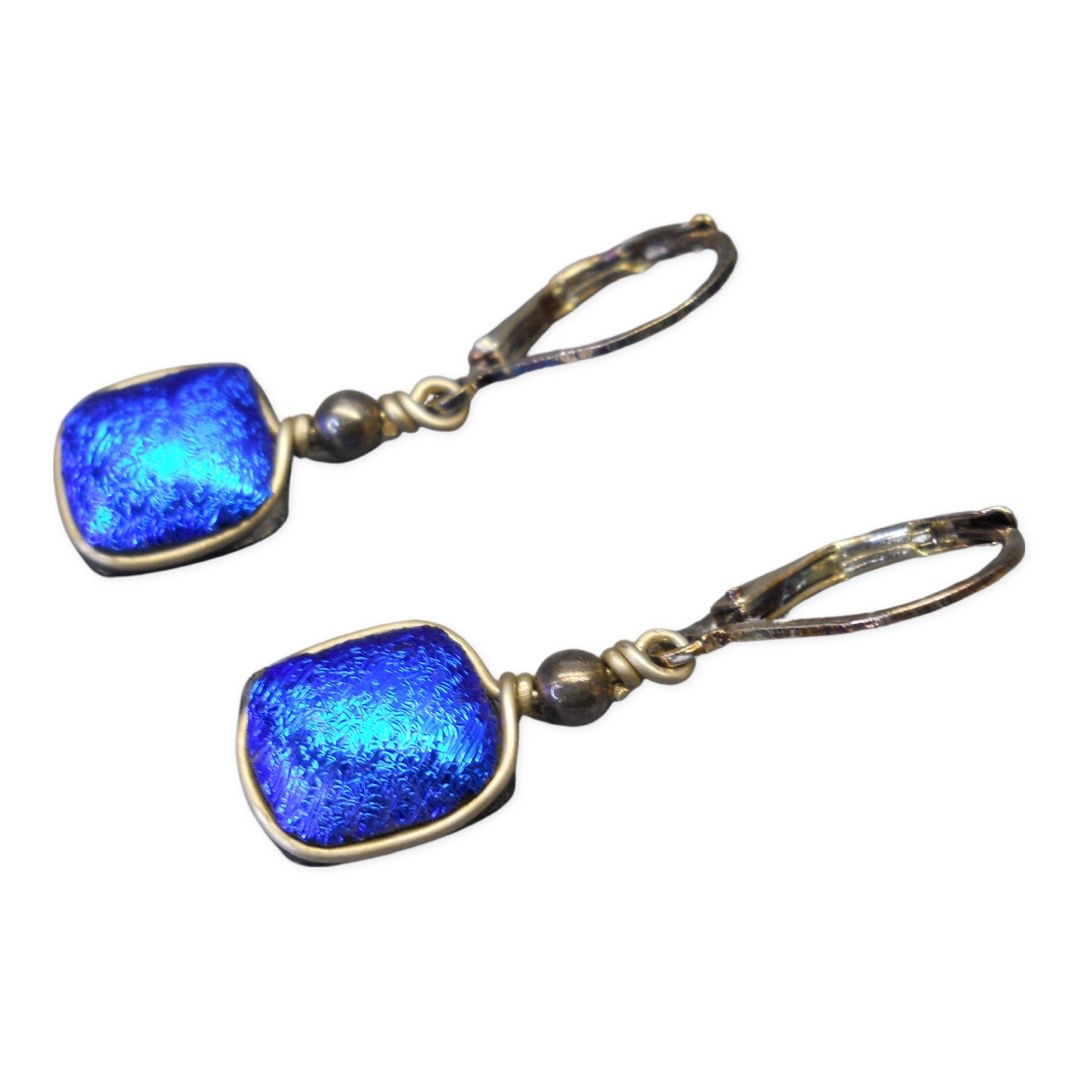 Rich Royal Blue Glass  Earrings
