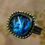 Thumbnail: Handmade Wide Band Bllue Ripple  Silver Ring Size 11.75