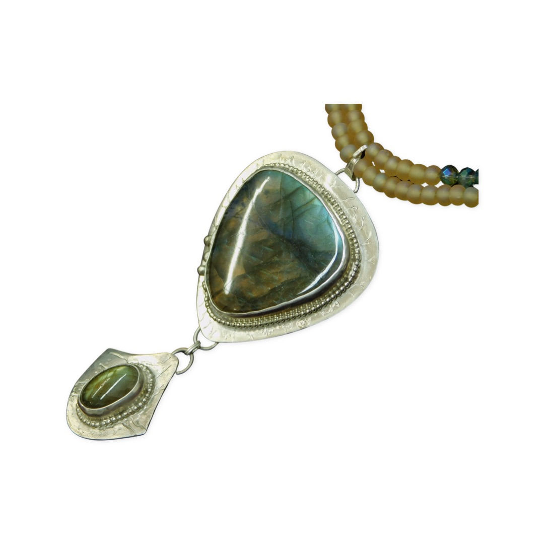 Stunning Double Labradorite Sterling Choker Necklace