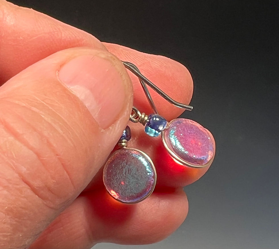 Thumbnail: Opal Dichroic Glass Drop Earrings