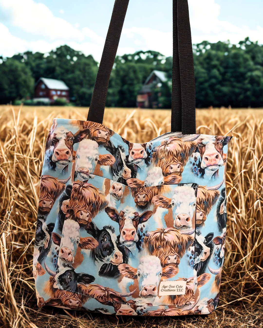Cow Portraits Calico Tote Bag