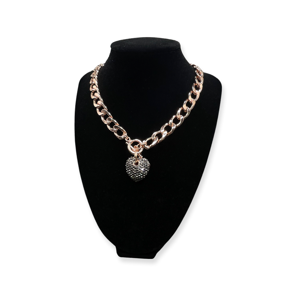 Rhinestones Heart Shape Choker Necklace