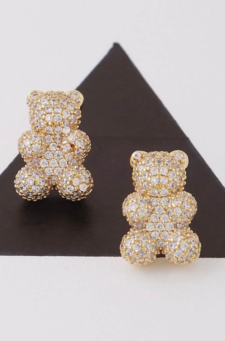 Studded Teddy Bear Earring Set