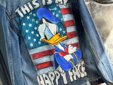New Hand-Painted Donald Duck Jean Coat