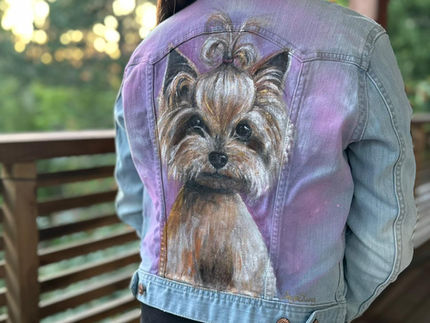 custom hand-painted denim jacket - Yorkshire Terrier