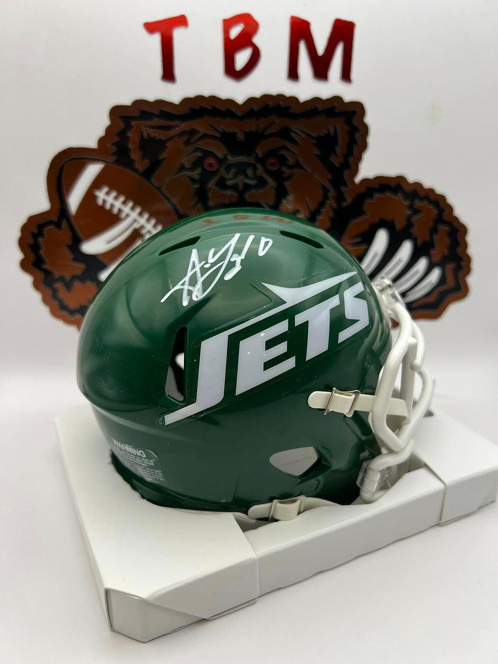 Thumbnail: Allen Lazard Autographed Jets Legacy Throwback Mini Helmet (Beckett)