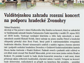 Osobní pozvání senátora Jana Holáska do Valdštějnských zahrad