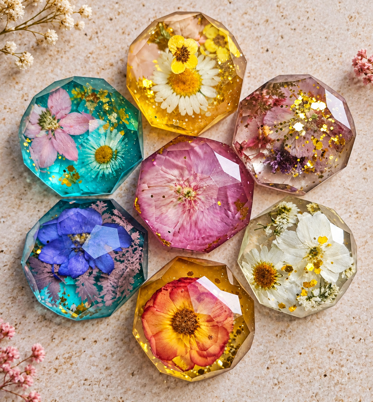 Dried Flower Gems, Large Sensory Play Gems