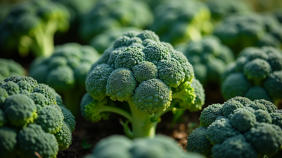 High angle view of broccoli florets