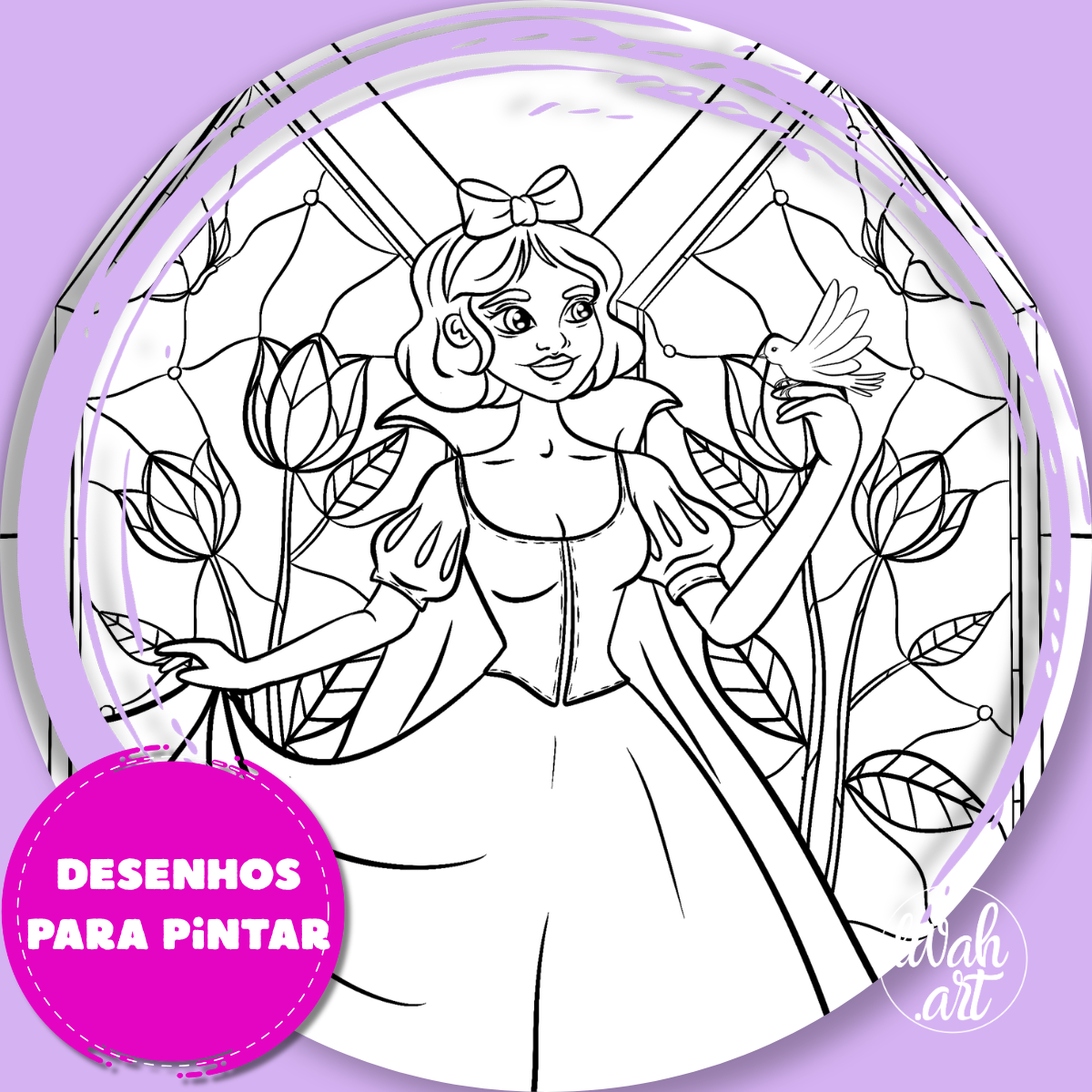 Desenhos de Princesa para Colorir – PDF Digital
