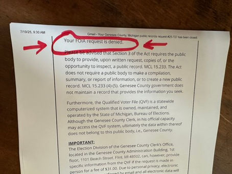 BREAKING NEWS: Michigan Fair Elections Institute Sues Genesee County Clerk