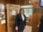 Former Adams Township Clerk Stephanie Scott, appearing in District Court in Hillsdale County. Photo: Kristine Christlieb