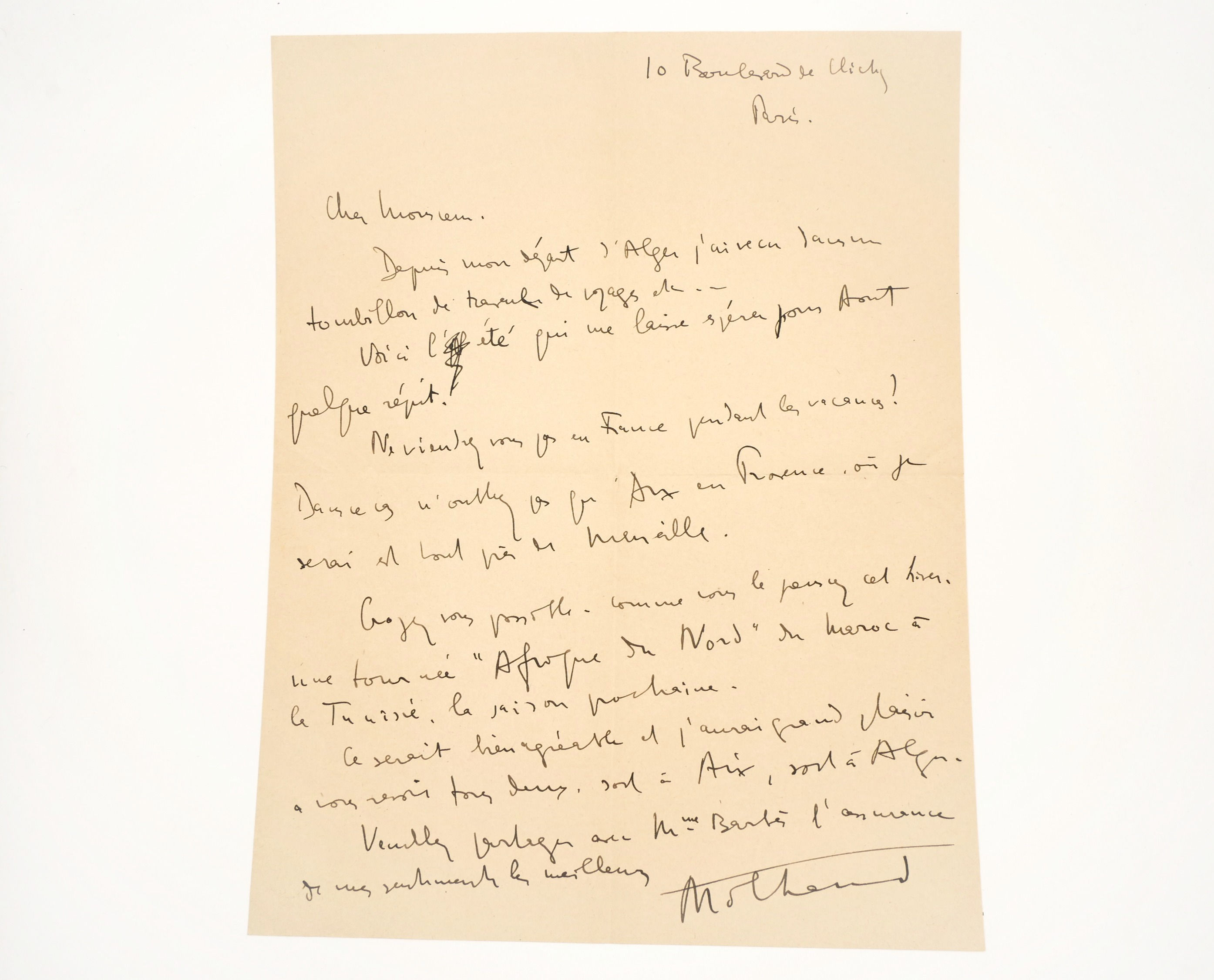 Darius Milhaud Lettre autographe signée