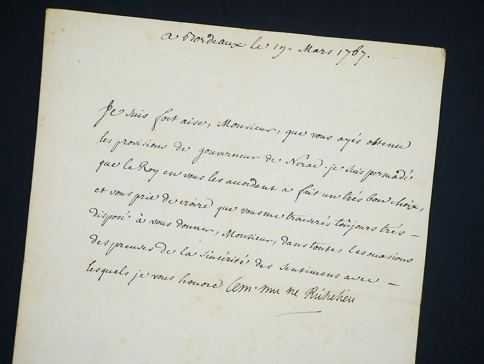 du plessis de richelieu autographe