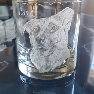 dog portrait, engraved