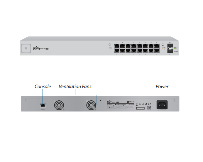 Thumbnail: Ubiquiti US-16-150W UniFi 16-Port PoE Gigabit Switch, 150W