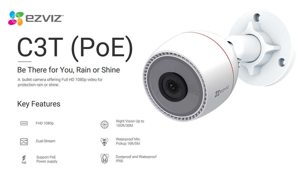 Thumbnail: EZVIZ CS-CV310-B0-1B2ER C3T PoE Outdoor Bullet Camera