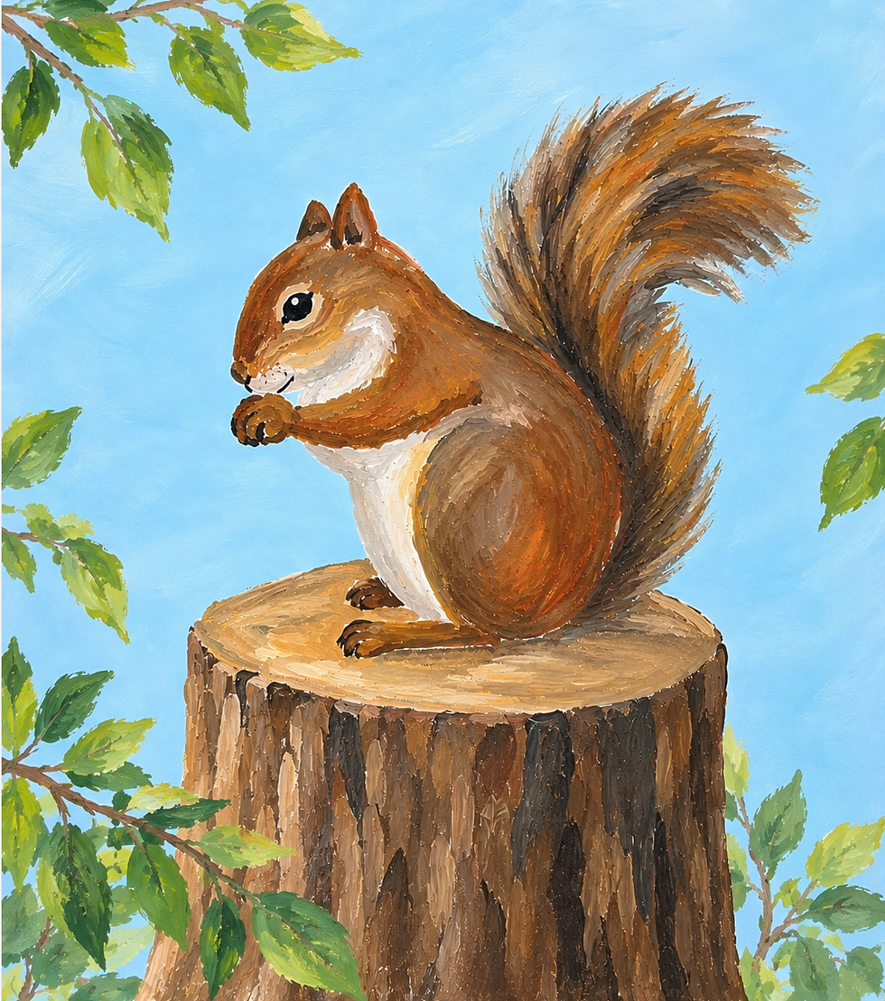 Cute woodland squirrel Painting (6+ or Family)