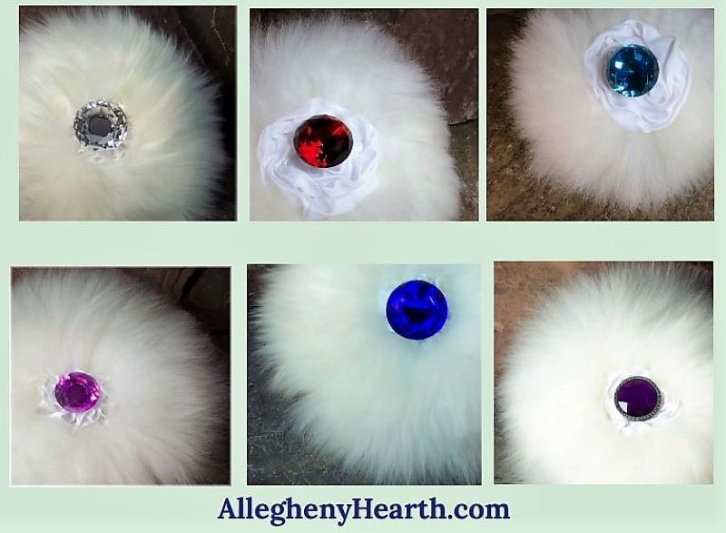 Thumbnail: Opulent  Merino Wool Powder Puff  Light Pink Faceted Handle