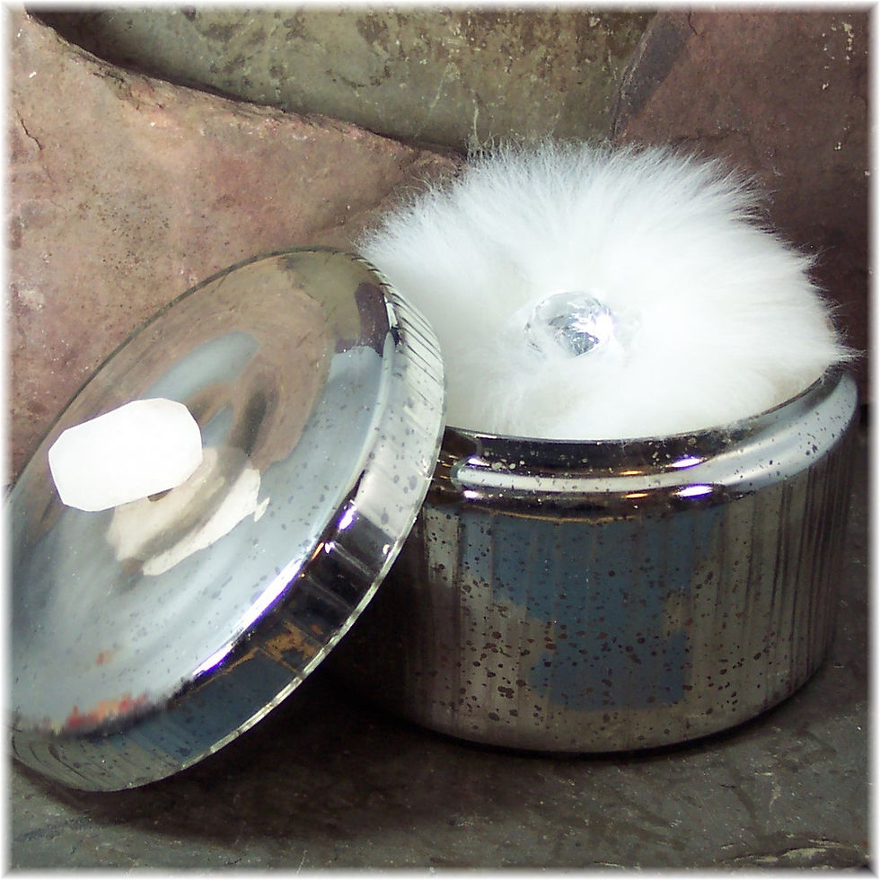 Thumbnail: Mercury Glass Vanity Powder Dish and Puff