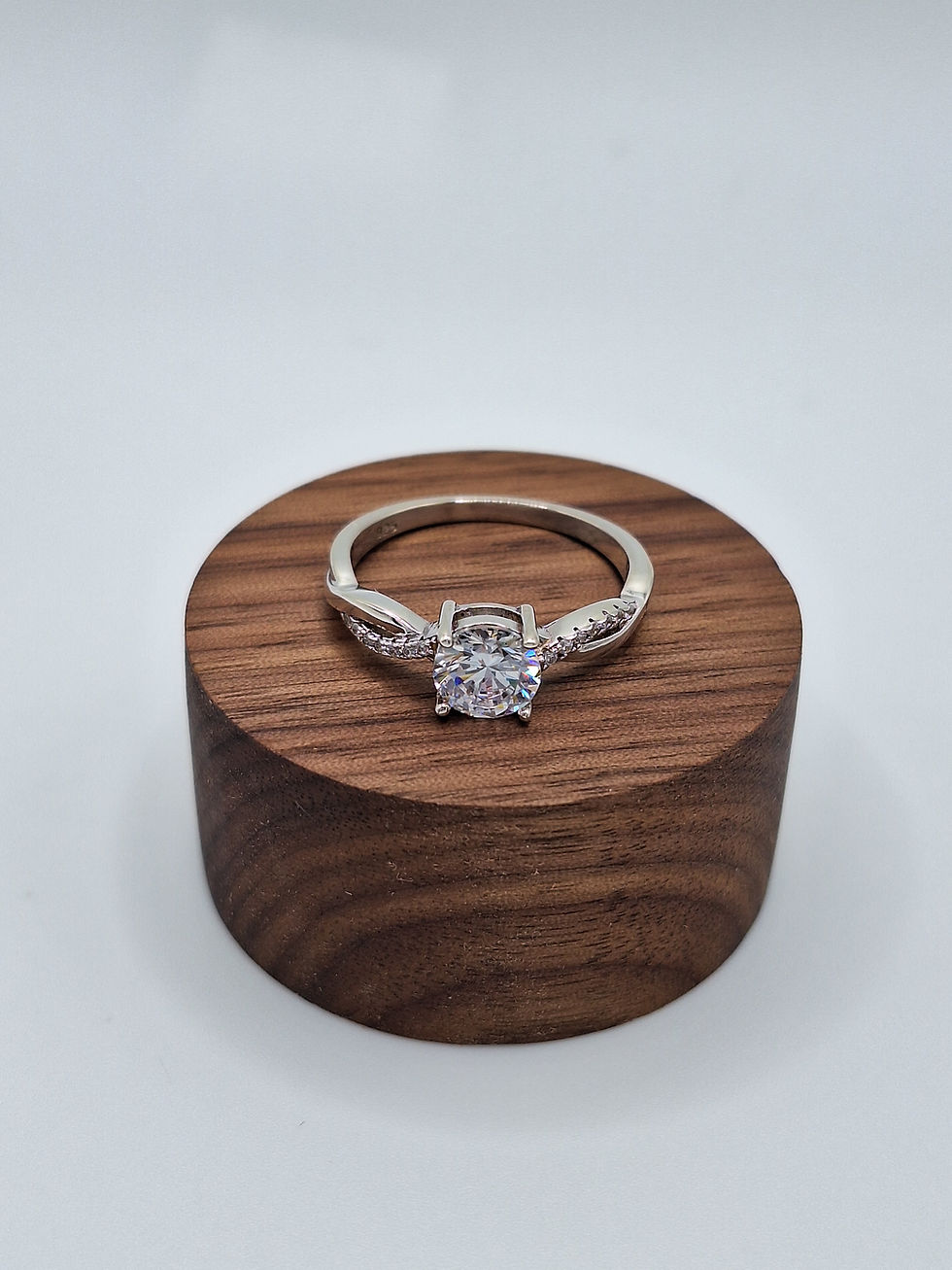 Thumbnail: Silver Solitaire CZ Ring with CZ Set Shoulders