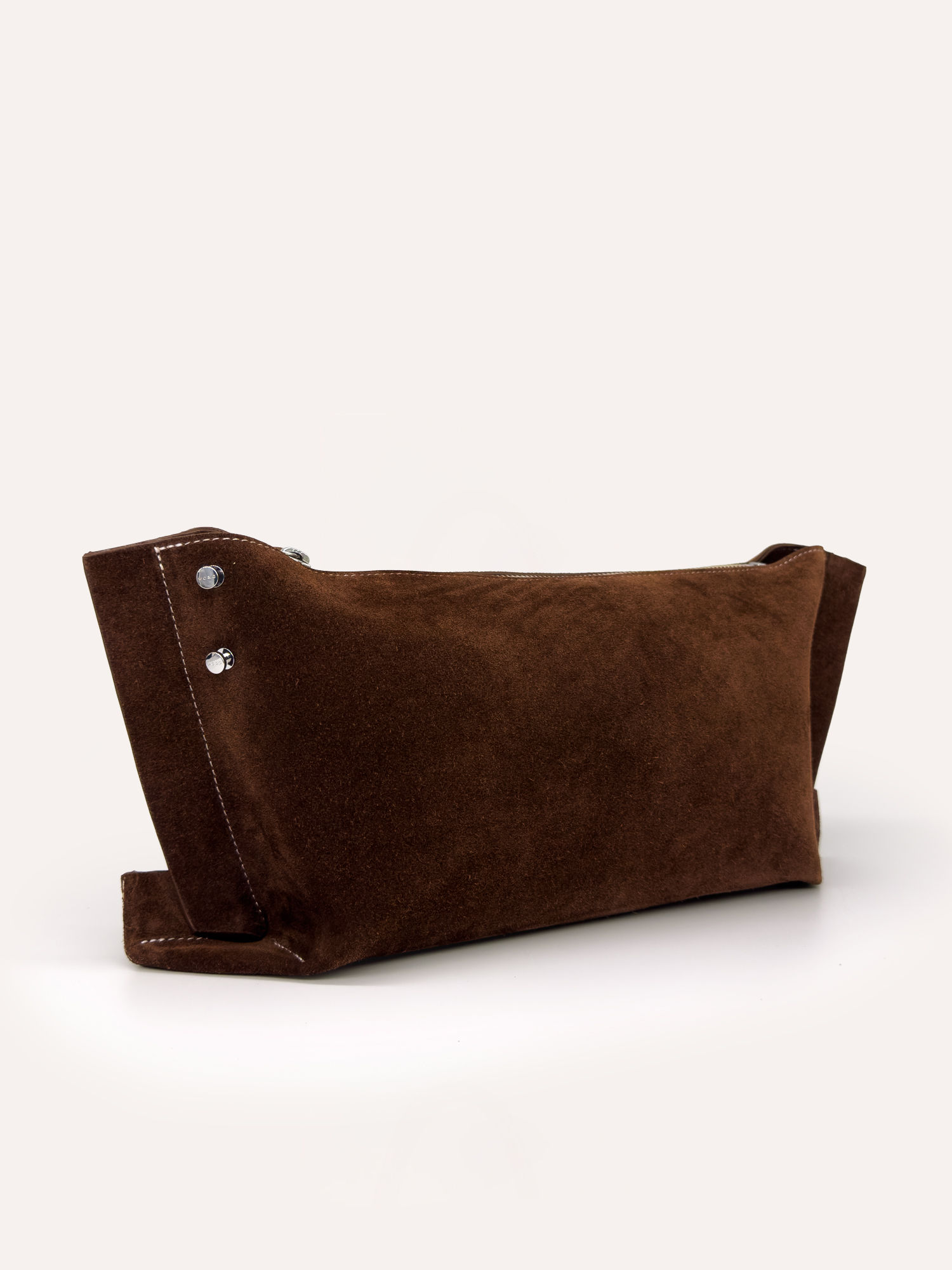 pinar soft clutch in brown suede