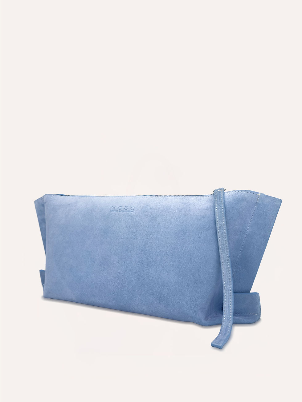 Pinar Soft Clutch in Sky Blue Leather Side View