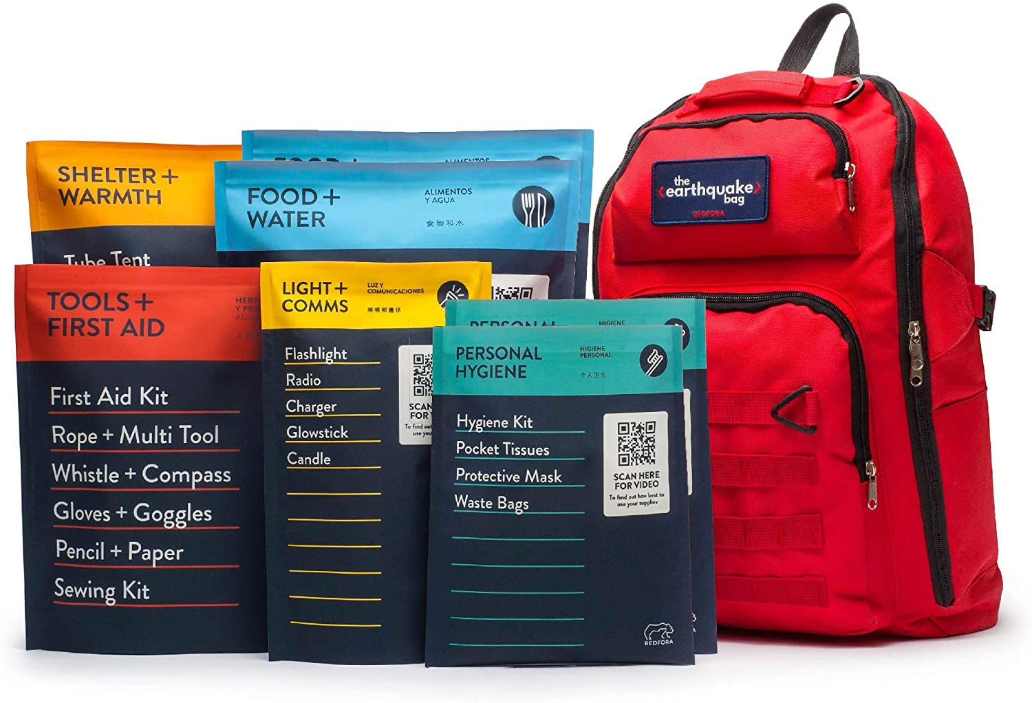 Complete Earthquake Bag - 3 Day Emergency kit| Redfora 2 People Earthquake Bag