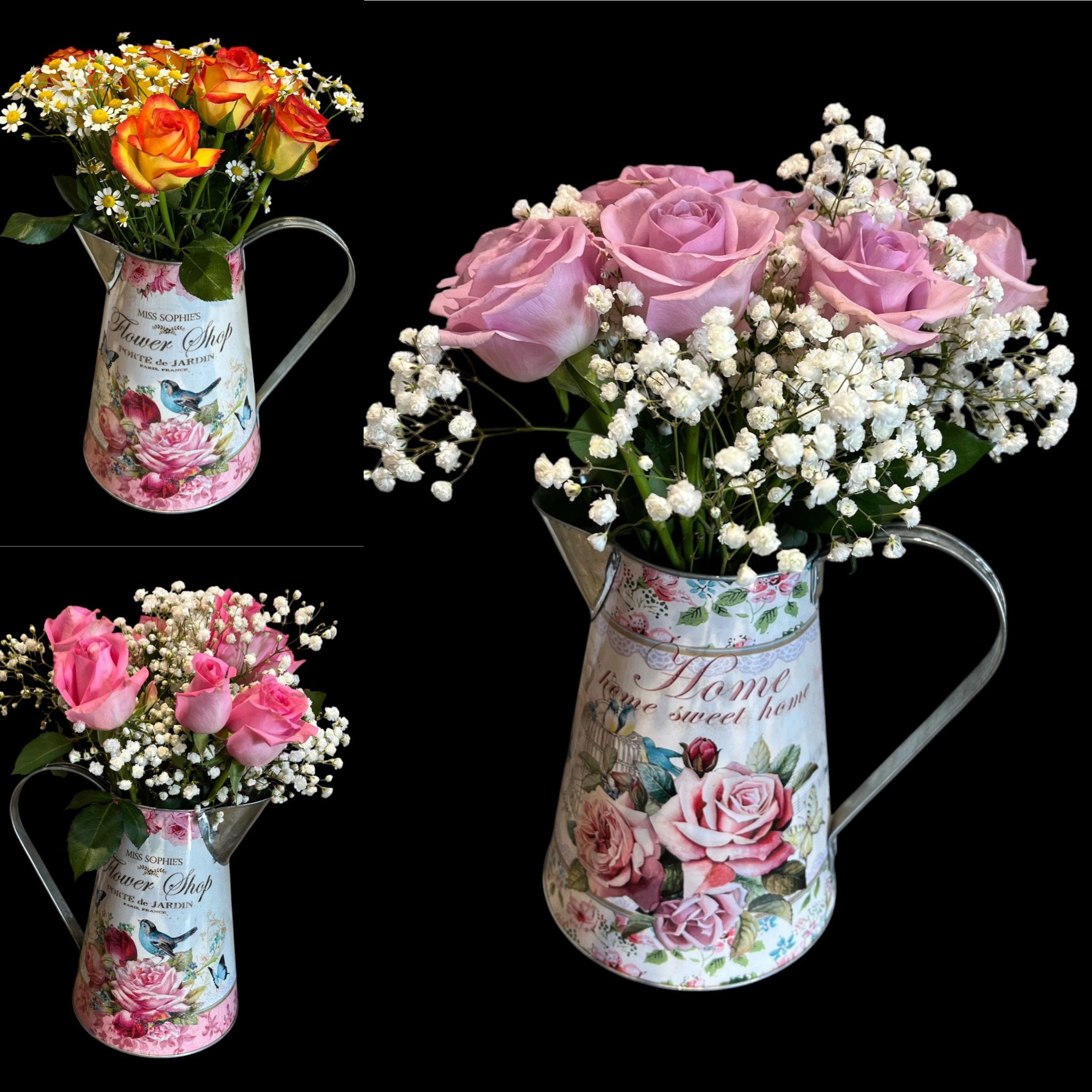 Vintage Rose Watering Can Arrangement